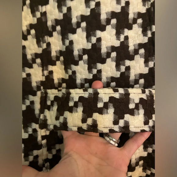 Anthropologie Tulle Womens Brown Ivory Double Breast Houndstooth Jacket Sz Med - Picture 6 of 9